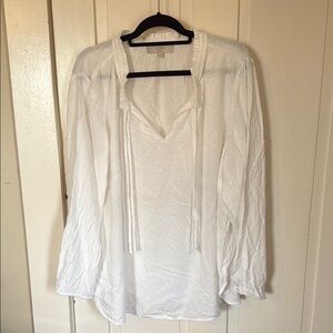 Loft White Long Sleeve Blouse size 24